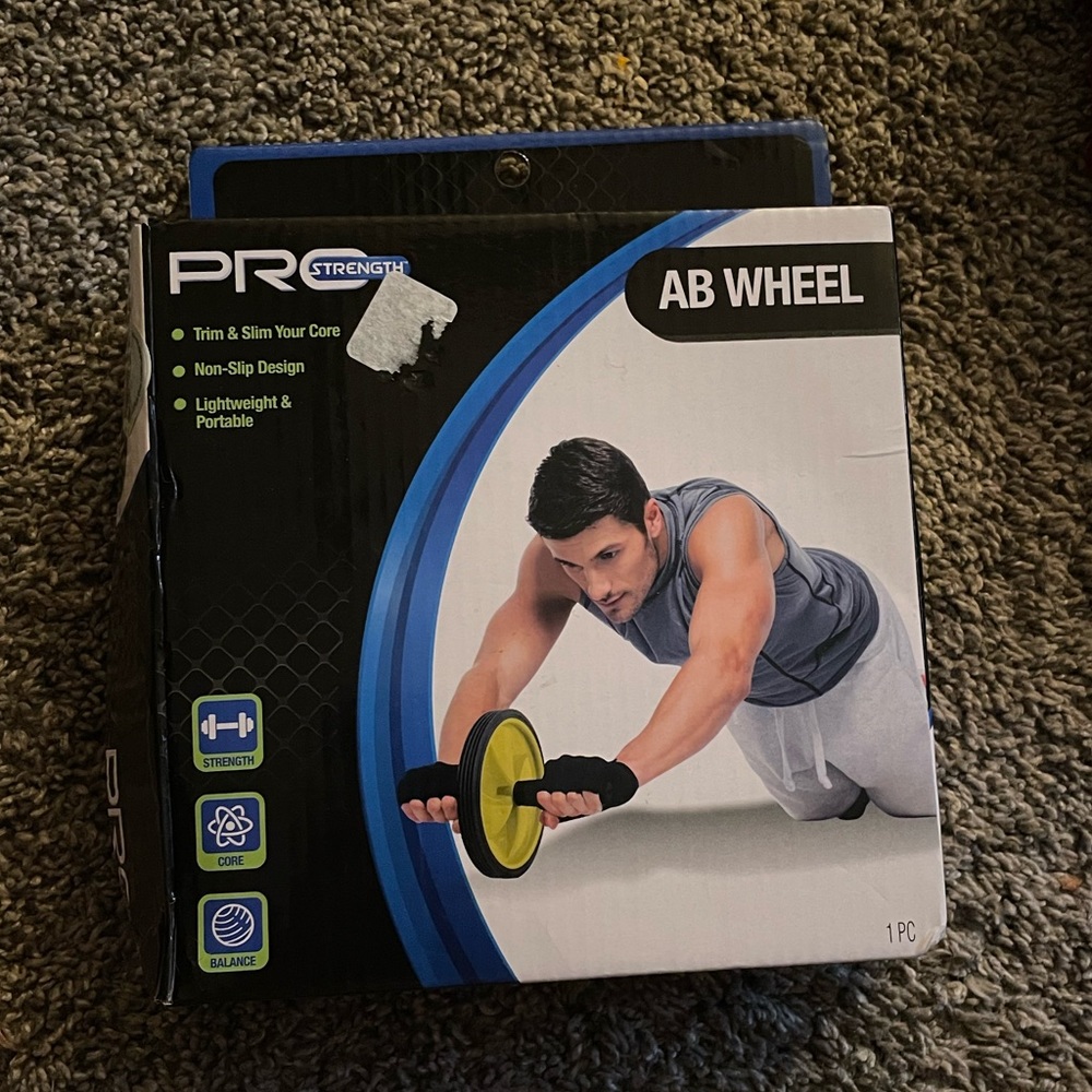 Ab Wheel Pro Strength Black/Yellow Lightweight Portable Core Strength BalanceNEW